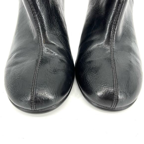 Aerosoles A2 Gravity Black Leather Pull-On booties Heel Ankle Boots (7M) - Picture 5 of 11